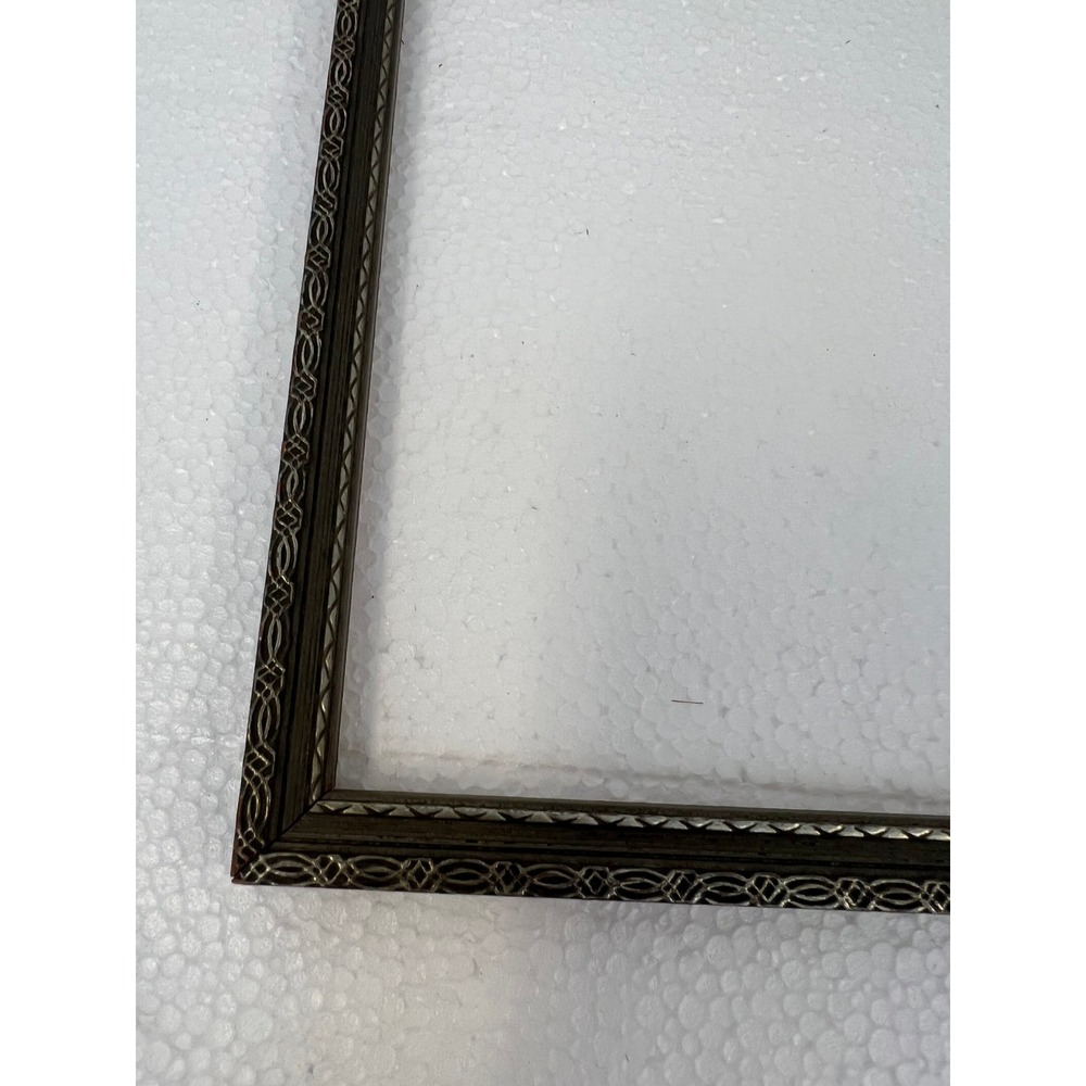 Vintage Carved Wood Picture Frame Art Deco Border Dark Brown 7.5x10 Inch antique - Picture 3 of 9